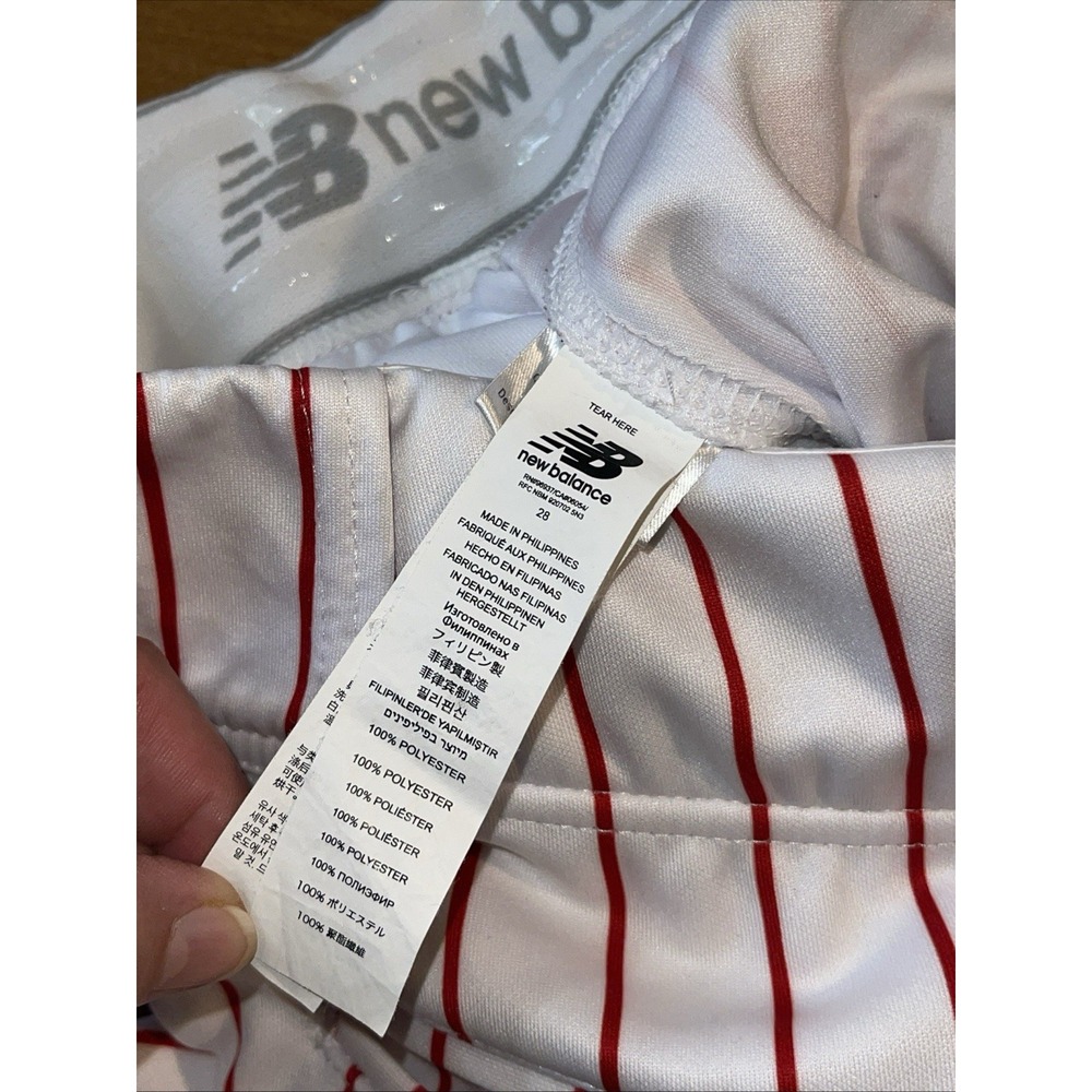 New Balance Baseball Pants Men 28 White Red‎ Stripes Sports - Picture 7 of 8